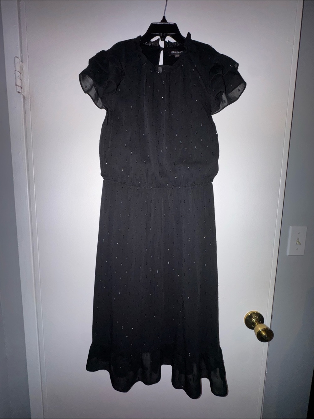 Express Black Short-Sleeve Midi Dress